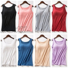 Hnewly New Blouse Built In Bra Tank Tops Shirt Modal Underwear Plus Size Female T - Shirt Camisole