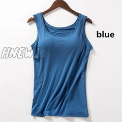 Hnewly New Blouse Built In Bra Tank Tops Shirt Modal Underwear Plus Size Female T - Shirt Camisole