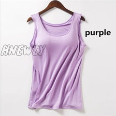 Hnewly New Blouse Built In Bra Tank Tops Shirt Modal Underwear Plus Size Female T - Shirt Camisole