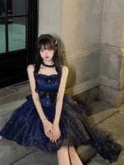 Hnewly New Blue Color Dress Formal Cute Thin And Glittering Trailing Pettiskirt