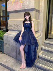 New Blue Color Dress Formal Cute Thin and Glittering Trailing Pettiskirt