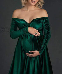 Hnewly New Elegence Maternity Dresses Pleuche Long Pregnancy Photography Dress Maxi Gown For