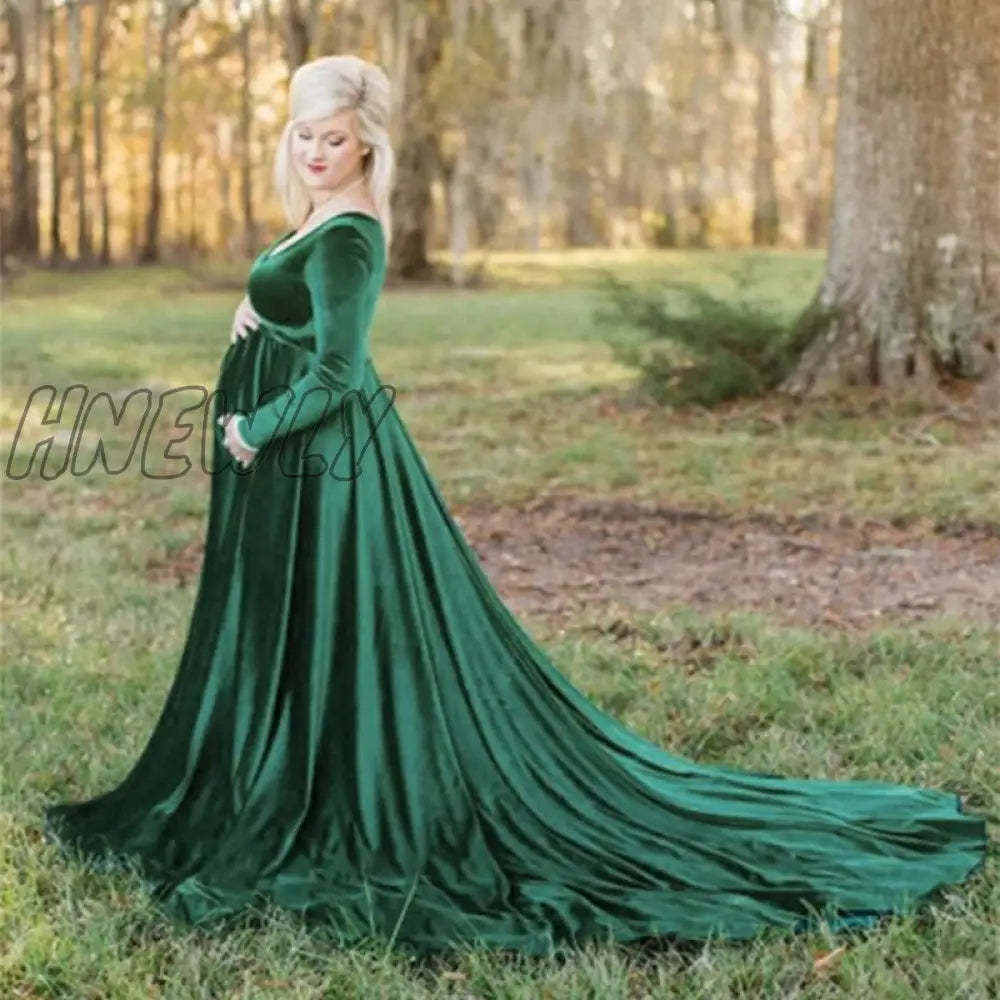 Hnewly New Elegence Maternity Dresses Pleuche Long Pregnancy Photography Dress Maxi Gown For