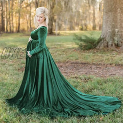 Hnewly New Elegence Maternity Dresses Pleuche Long Pregnancy Photography Dress Maxi Gown For