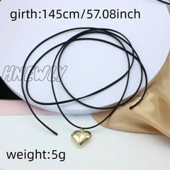 Hnewly New Goth Black Velvet Big Heart Pendant Choker Necklace For Women Elegant Weave Knotted