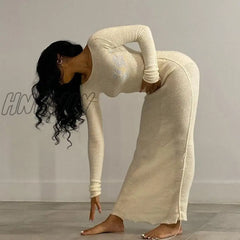 Hnewly New Knitted Bodycon Dress Fairy Grunge Casual Fashion Streetwear Women Autumn Y2K Solid