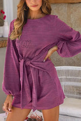 Hnewly - New Mini Dress With Belt(3 Colors)