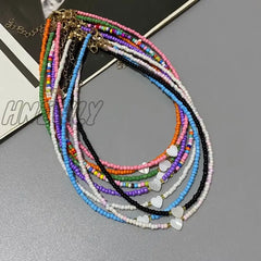 Hnewly New Nature Shell Love Heart Choker Necklace For Girl Spring Summer Fashion Small Colorful