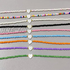 Hnewly New Nature Shell Love Heart Choker Necklace For Girl Spring Summer Fashion Small Colorful