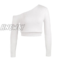 Hnewly New Sexy Off Shoulder Women’ Sweater Jumper Long Sleeve Knitted Crop Tops Fashion Solid