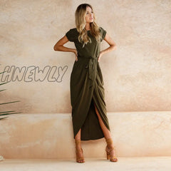Hnewly New Sexy Women O-Neck Short Sleeve Dresses Tunic Summer Beach Sun Casual Femme Vestidos Lady