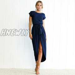 Hnewly New Sexy Women O-Neck Short Sleeve Dresses Tunic Summer Beach Sun Casual Femme Vestidos Lady