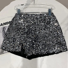 Hnewly New Spring And Autumn Black Velvet Shorts Women Sequined Shiny Versatile Short Pants