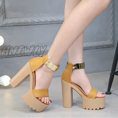 Hnewly New Super High Heel Sandals For Women With 14Cm Height And Waterproof Platform Sandal