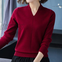 Hnewly New Winter Fall Sweater Knitted V-Neck Casual Pullover Women Long Sleeve Female Clothes