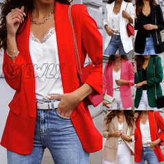 Hnewly New Women Elegant Loose Blazer Jackets Office Ladies Blazers Workwear Fashion Long Sleeve