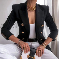 Hnewly New Women Elegant Loose Blazer Jackets Office Ladies Blazers Workwear Fashion Long Sleeve