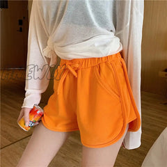 Hnewly New Women Short Pant Casual Lady All-Match Loose Solid Soft Cotton Summer Leisure Female