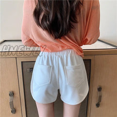 Hnewly New Women Short Pant Casual Lady All-Match Loose Solid Soft Cotton Summer Leisure Female