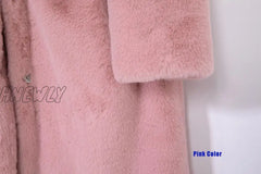 Hnewly New Women Winter Warm Faux Fur Coat Thick Long Turn Down Collar With Belt Casaco Feminino