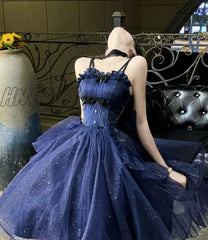 Hnewly North Star Light Dress Sky Blue Skirt Sparkling Cos Lolita Evening Princess Vintage Slightly