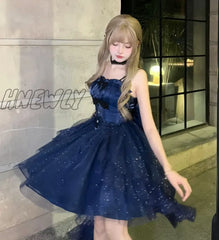 Hnewly North Star Light Dress Sky Blue Skirt Sparkling Cos Lolita Evening Princess Vintage Slightly