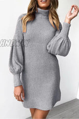 Hnewly - O Neck Autumn Sexy Dress(3 Colors) S / Gray Dress