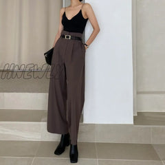 Hnewly Office Lady Blazer Suits Vintage Two Piece Set Women Long Sleeve Short + High Waist Wide Leg