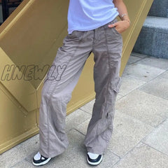 Hnewly Pants Women Casual Hippie Denim Trousers Khaki Solid Baggy Low Waist Mom Jeans Vintage Y2K