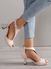 Hnewly - Peep Toe Zipper Pumps Sandals