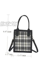 Hnewly - Plaid Pattern Satchel Bag Women Satchels Women-Satchels