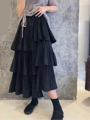 Hnewly Pleated Cake Skirt Womenâs Versatile Medium And Long Ruffle Irregular Skirts Female