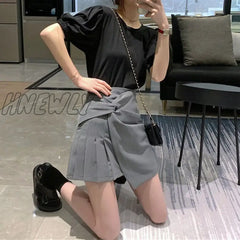Xpqbb Pleated Skirt For Women Summer 2024 New Elegant High-Waisted A-Line Skirts Female Fashion