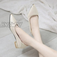 Hnewly Plus Size 41 Women Pumps Patent Leather Dress Shoes Low Heels Ol Office Lady Leaf Boat Shoe