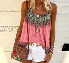 Hnewly Plus Size 5Xl Blouse Women Tank Top New Leisure Casual Shirt Ladies Summer Shirt Sleeveless