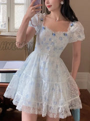 Hnewly Print Floral Kawaii Sweet Dress Women Red Christmas Elegant Party Mini New Off Shoulder