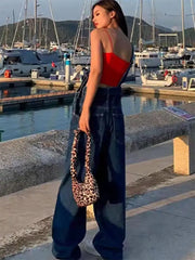 Hnewly Printed Baggy Y2K Jeans Women’s Low Waist Jeans Autumn Winter Oversize Wide Leg Pants