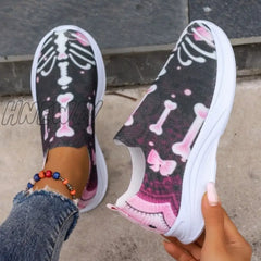 Hnewly - Purple Casual Patchwork Printing Round Comfortable Out Door Shoes Shoes Sneakers