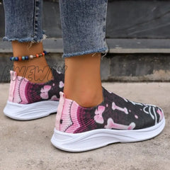 Hnewly - Purple Casual Patchwork Printing Round Comfortable Out Door Shoes Shoes Sneakers
