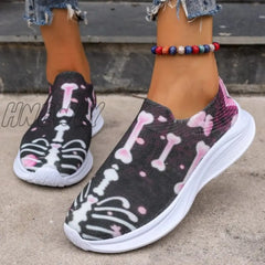 Hnewly - Purple Casual Patchwork Printing Round Comfortable Out Door Shoes Shoes Sneakers