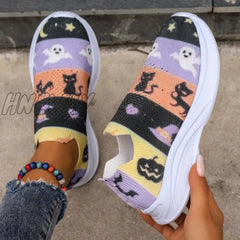 Hnewly - Purple Casual Sportswear Daily Patchwork Printing Round Comfortable Out Door Shoes Shoes