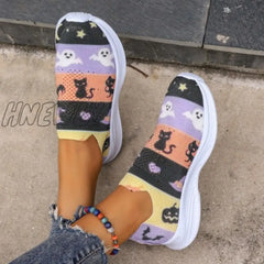 Hnewly - Purple Casual Sportswear Daily Patchwork Printing Round Comfortable Out Door Shoes Shoes