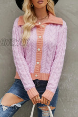 Hnewly - Purple Street Color Block Patchwork Turndown Collar Outerwear / S Coats