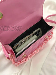 Hnewly - Quilted Chain Flap Square Bag Women Satchels Women-Satchels
