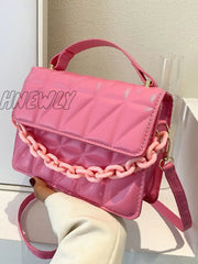 Hnewly - Quilted Chain Flap Square Bag Women Satchels Women-Satchels