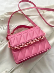 Hnewly - Quilted Chain Flap Square Bag Women Satchels Women-Satchels