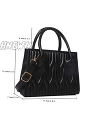 Hnewly - Quilted Double Handle Square Bag Women Satchels Women-Satchels