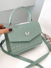 Hnewly - Quilted Metal Butterfly Decor Square Bag Women Satchels Women-Satchels