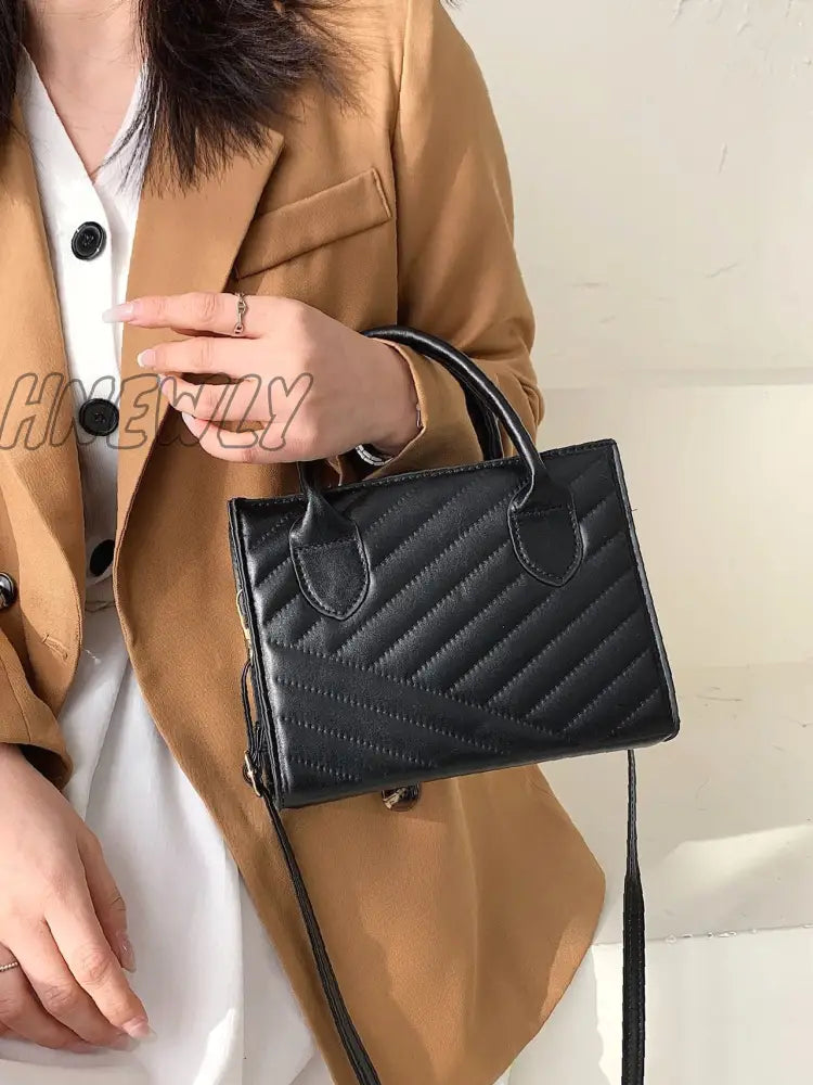 Hnewly - Quilted Pattern Square Bag Women Satchels Black Women-Satchels
