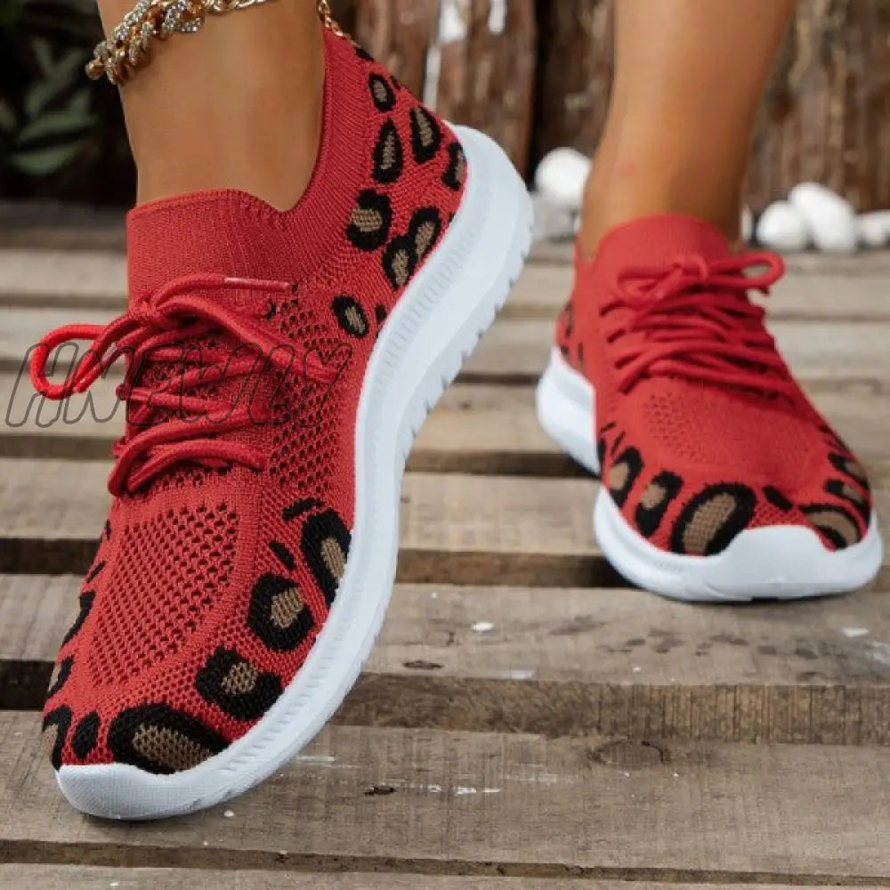 Hnewly - Red Casual Sportswear Daily Patchwork Frenulum Round Comfortable Shoes Shoes Sneakers